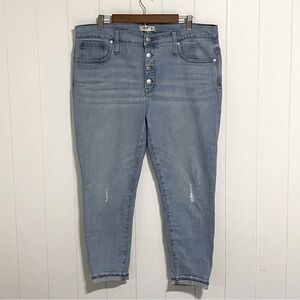 MADEWELL Button Fly 9” High Rise Skinny Ankle Jeans size 34